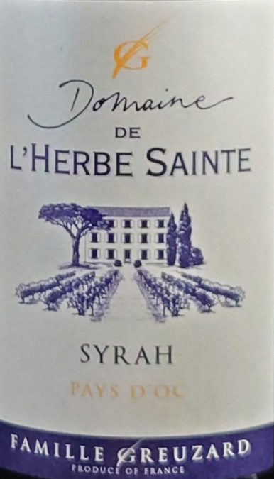 L\'Herbe Sainte Syrah 2016